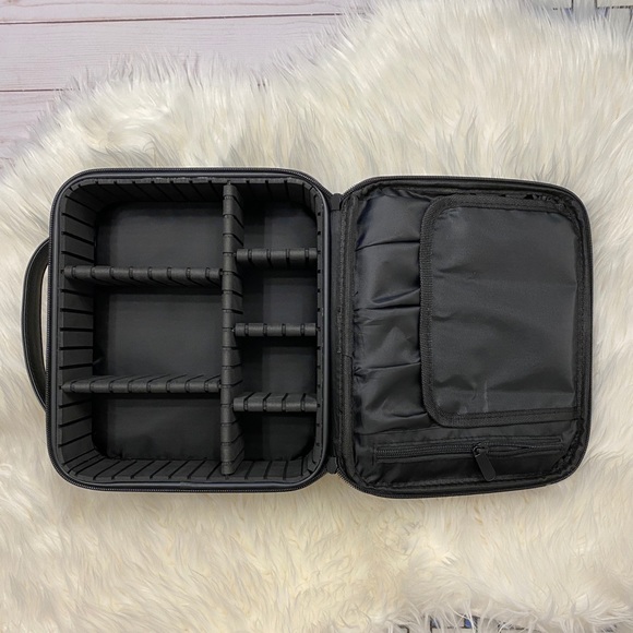 Vasker Other - NWOT Faux Black Leather Compartment Makeup Case